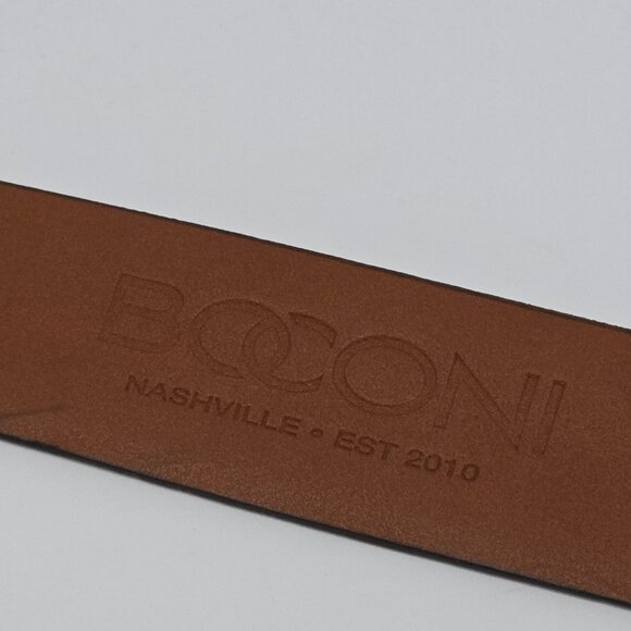 Boconi Men’s Brown Leather Belt Size 36 Classic Silver Buckle Office Casual - Picture 10 of 12